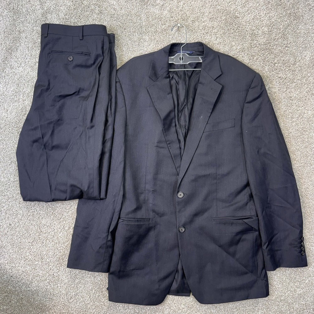 Ralph Lauren Suit Mens Wool Herringbone 40R Charcoal Gray Dillard's Canada EUC